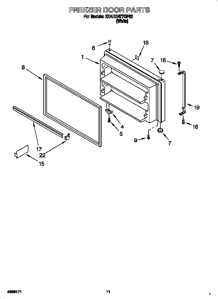 Whirlpool 3XARG477GF02 freezer door diagram