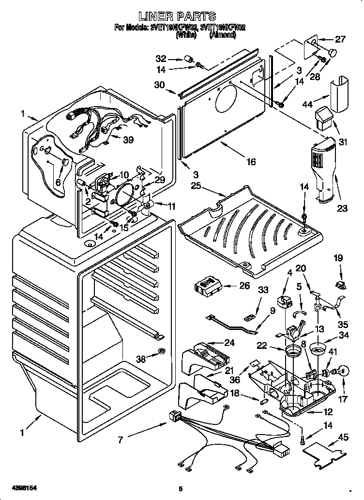 Whirlpool 3VET19NKFW02 liner diagram