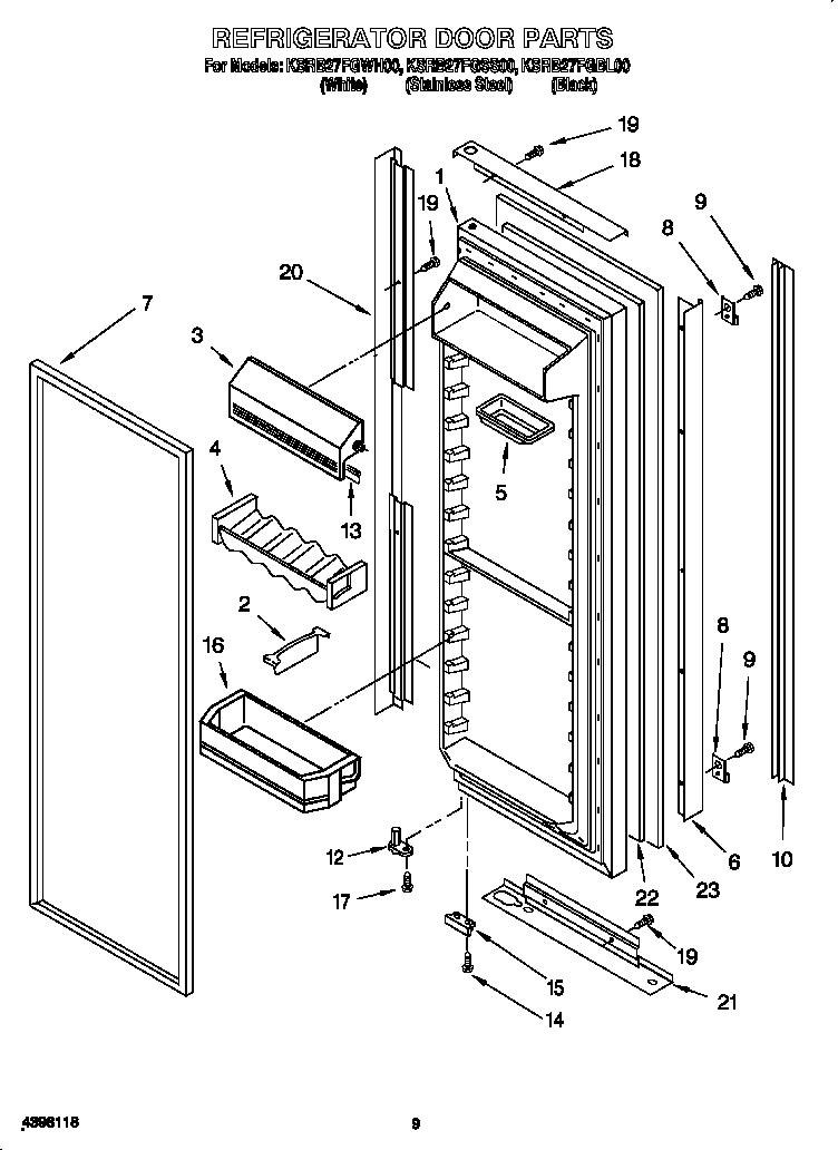 KitchenAid KSRB27FGSS00 refrigerator door diagram