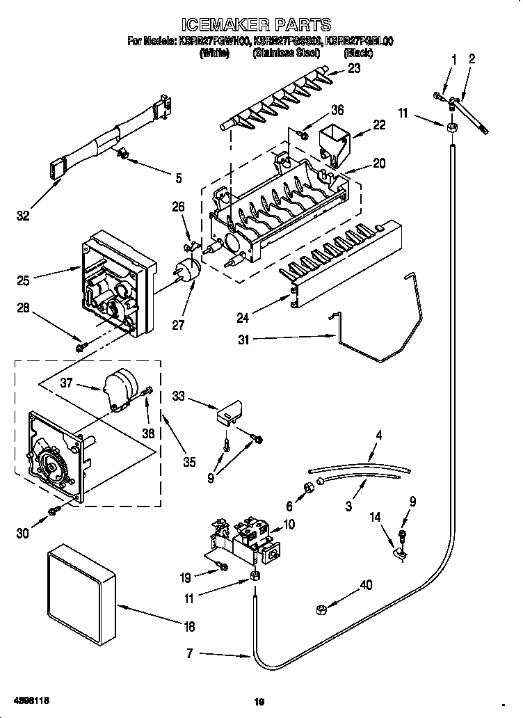 KitchenAid KSRB27FGSS00 icemaker diagram