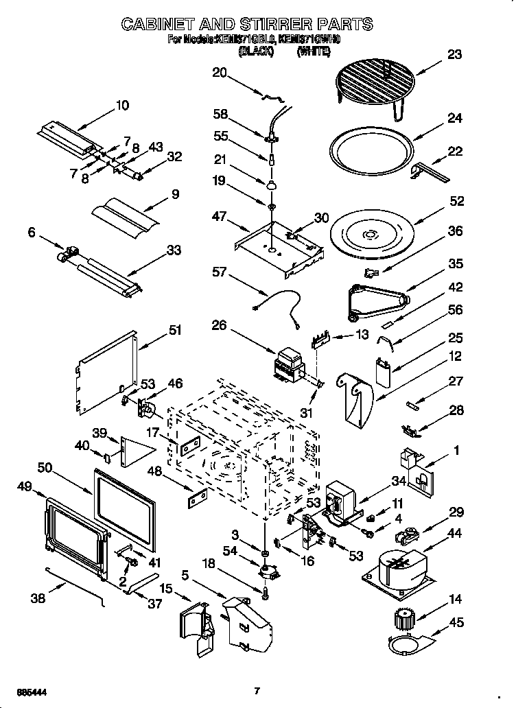 KitchenAid KEMI371GBL0 cabinet and stirrer diagram
