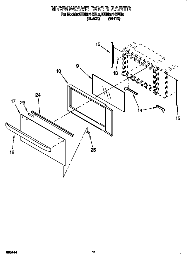 KitchenAid KEMI371GBL0 microwave door diagram