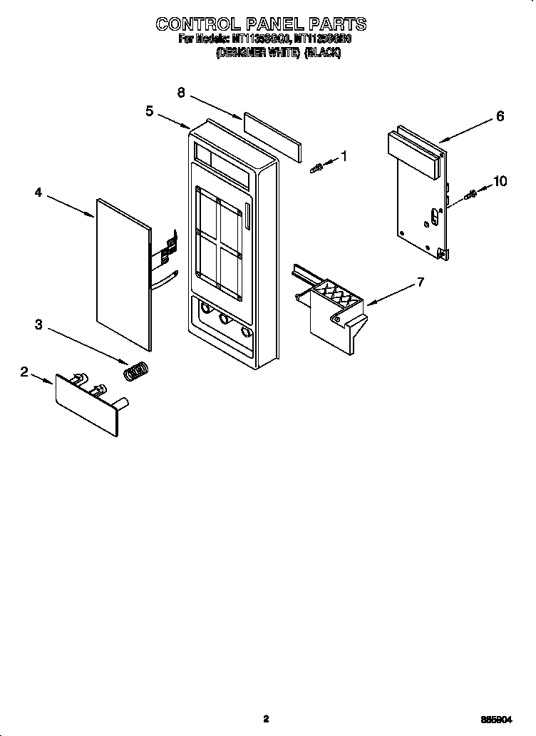 Whirlpool MT1135SGB0 control panel diagram