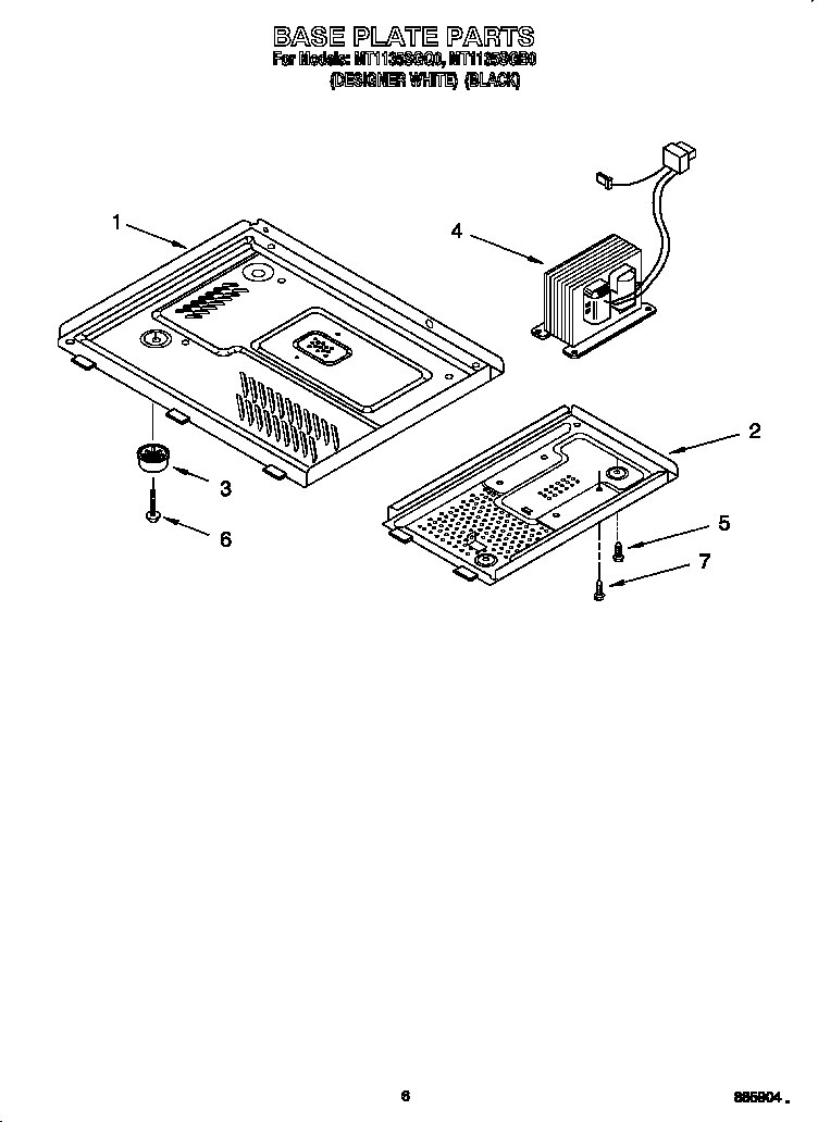 Whirlpool MT1135SGB0 base plate diagram