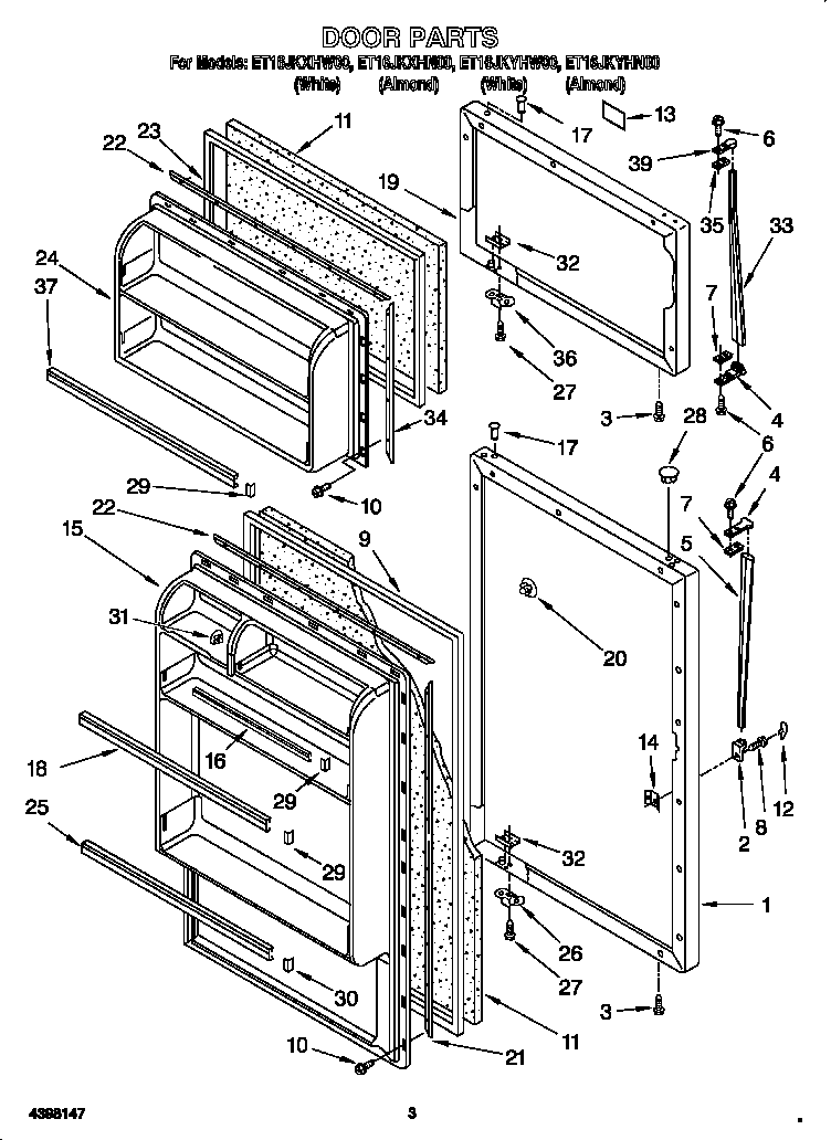 Whirlpool ET16JKYHN00 door diagram