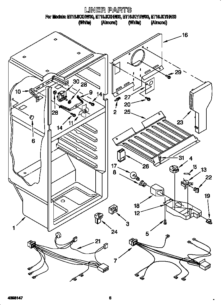 Whirlpool ET16JKYHN00 liner diagram
