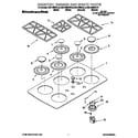 KitchenAid KGCT366GBL0 cooktop, burner and grate diagram