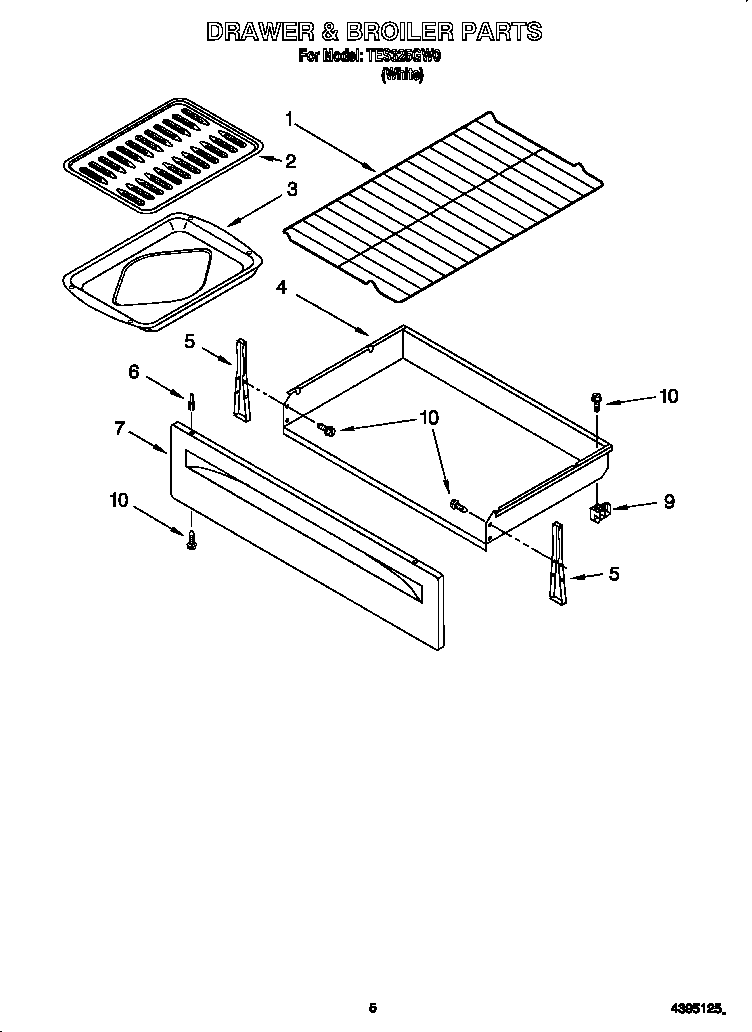 Estate TES325GW0 drawer and broiler diagram