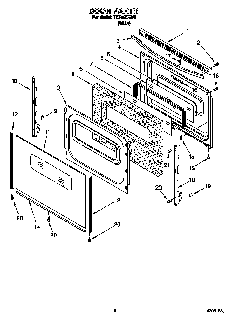 Estate TES325GW0 door diagram
