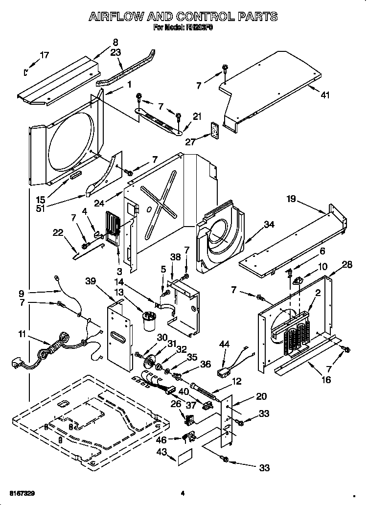 Whirlpool RH203F0 airflow and control diagram