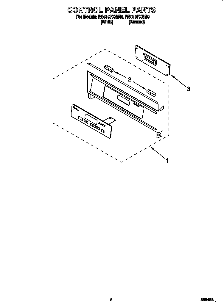 Whirlpool RS610PXGW0 control panel diagram