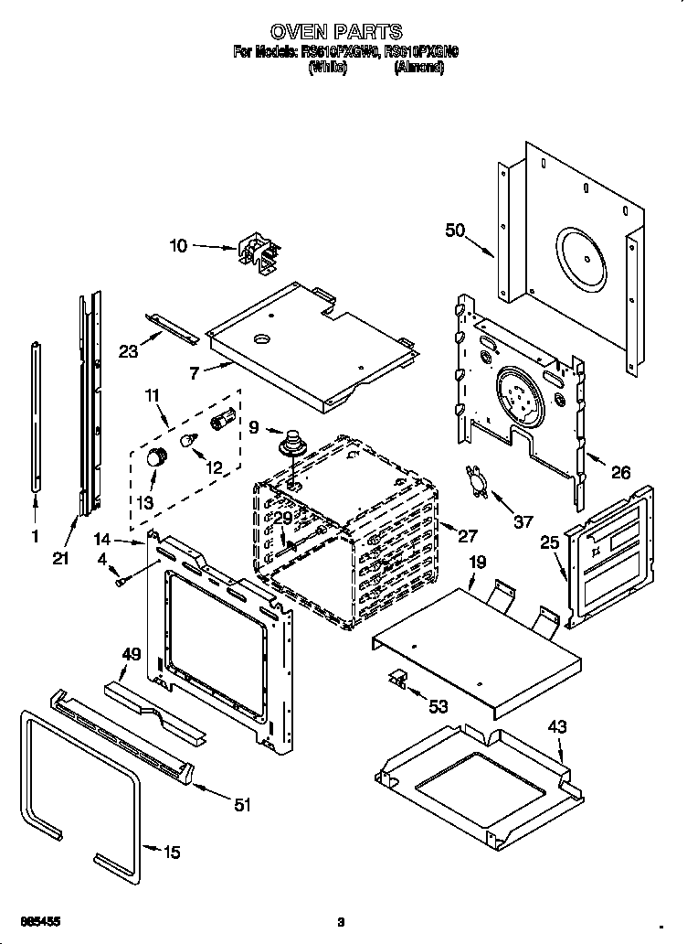 Whirlpool RS610PXGW0 oven diagram