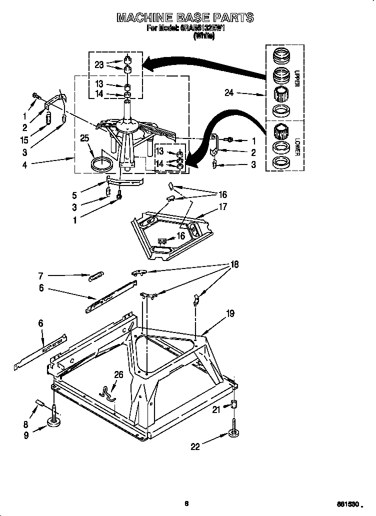 Whirlpool 6RAB5132EW1 machine base diagram