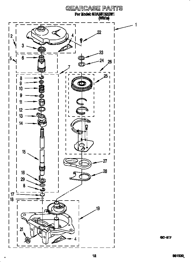 Whirlpool 6RAB5132EW1 gearcase diagram