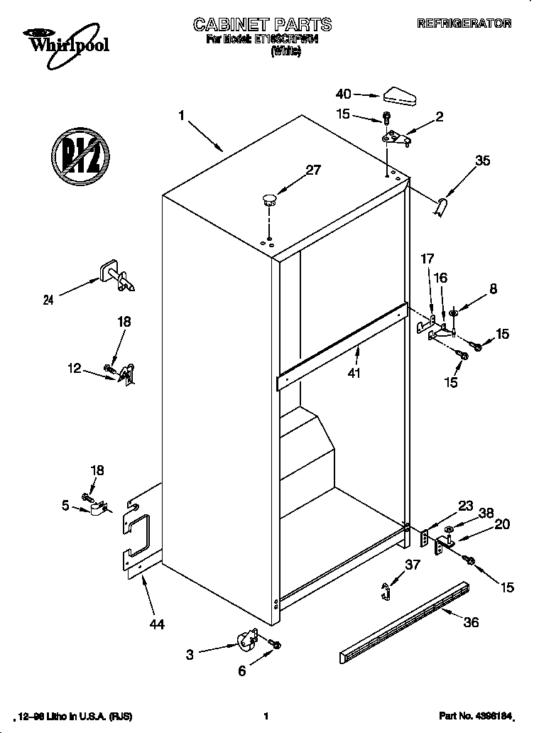 Whirlpool ET18SCRFW04 cabinet diagram