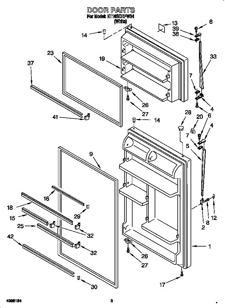 Whirlpool ET18SCRFW04 door diagram