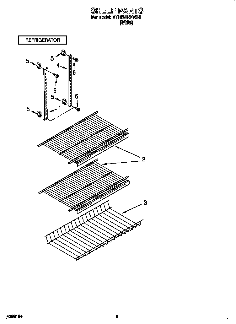 Whirlpool ET18SCRFW04 shelf diagram