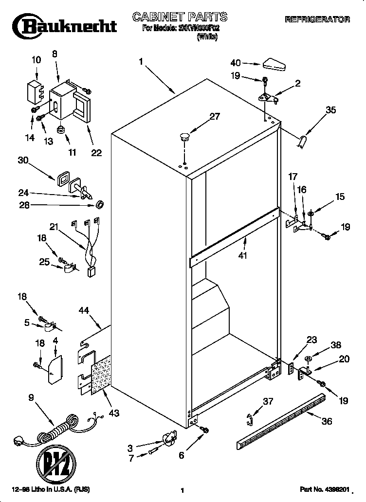 Bauknecht 3XKVN600F02 cabinet diagram