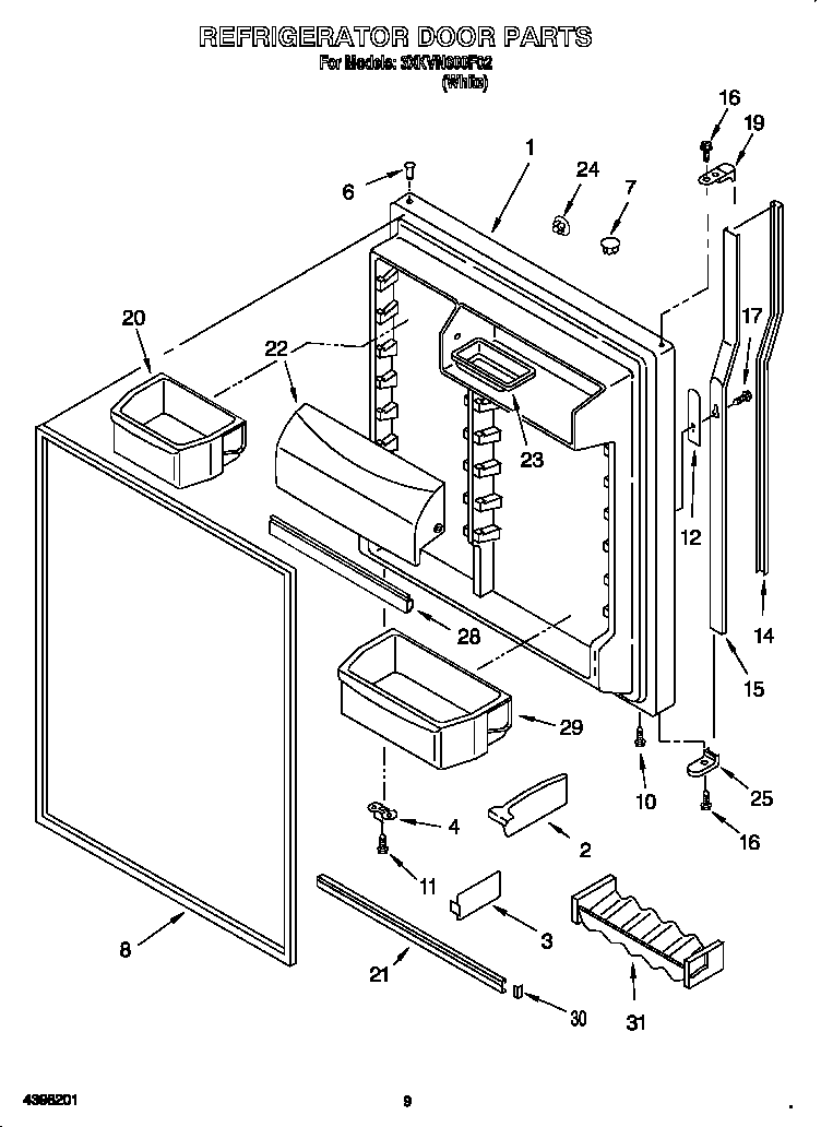 Bauknecht 3XKVN600F02 refrigerator door diagram