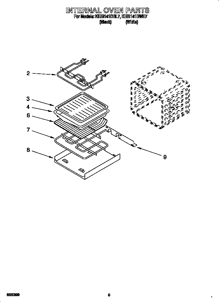 KitchenAid KEBI141DWH7 internal oven diagram