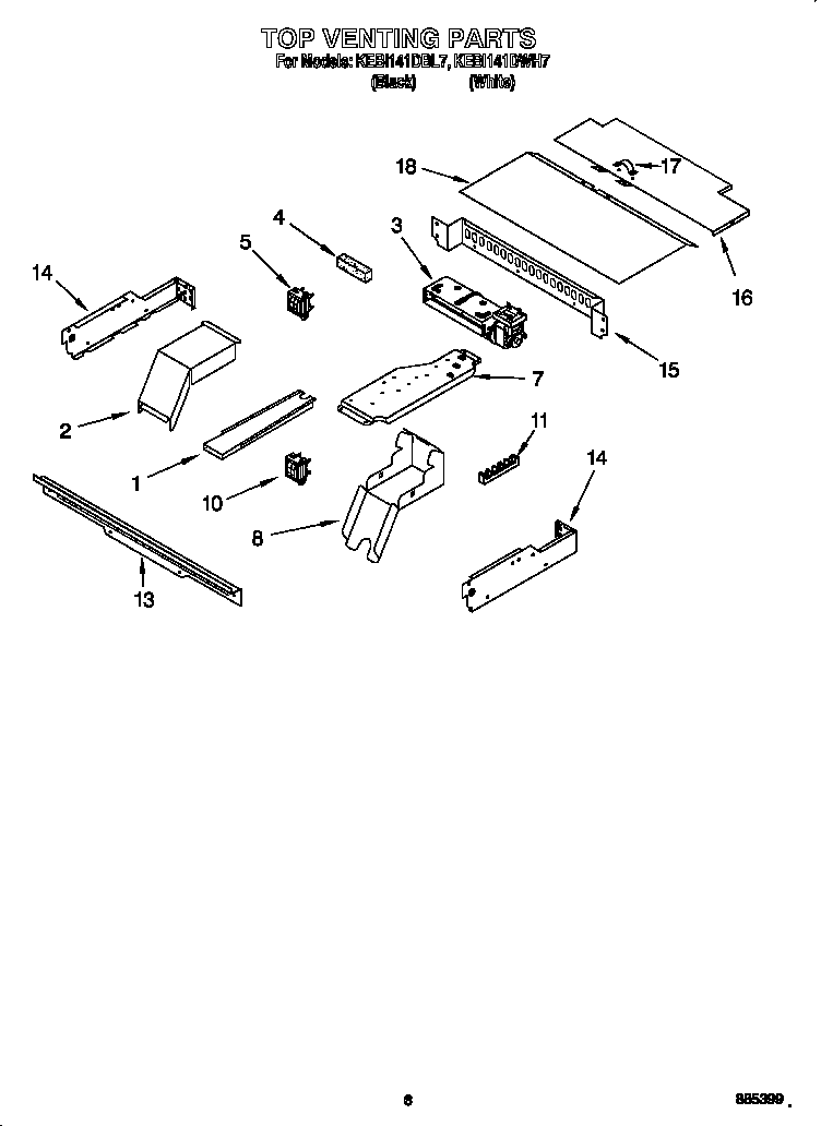 KitchenAid KEBI141DWH7 top venting diagram