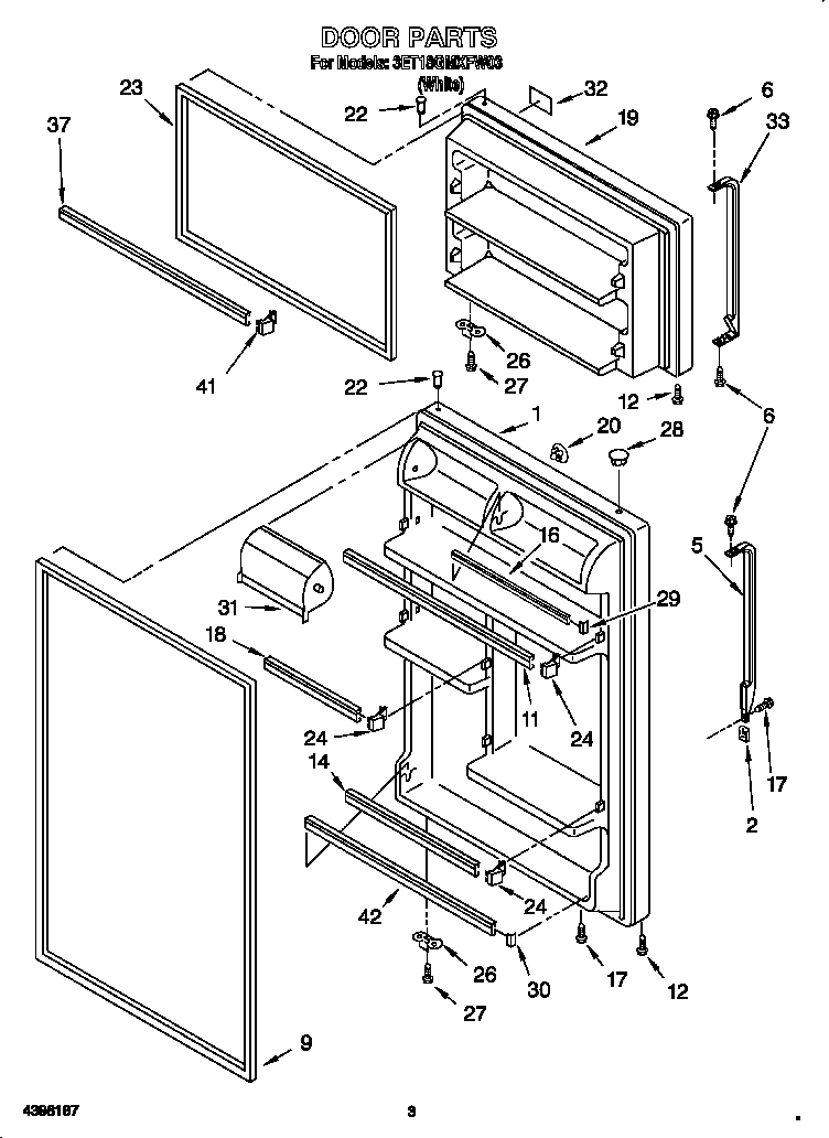 Whirlpool 3ET18GMXFW03 door diagram