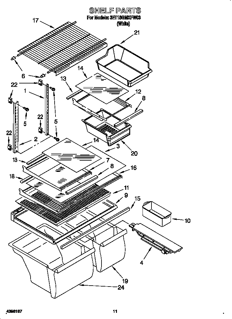 Whirlpool 3ET18GMXFW03 shelf diagram