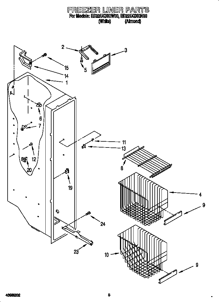 Whirlpool ED22UQXGN00 freezer liner diagram