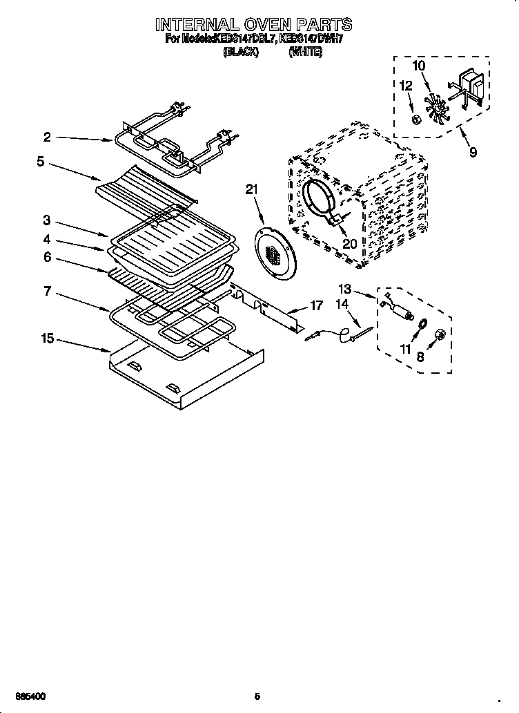KitchenAid KEBS147DBL7 internal oven diagram