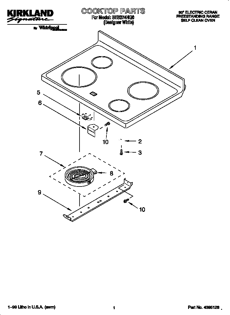 Kirkland SES374HQ0 cooktop diagram