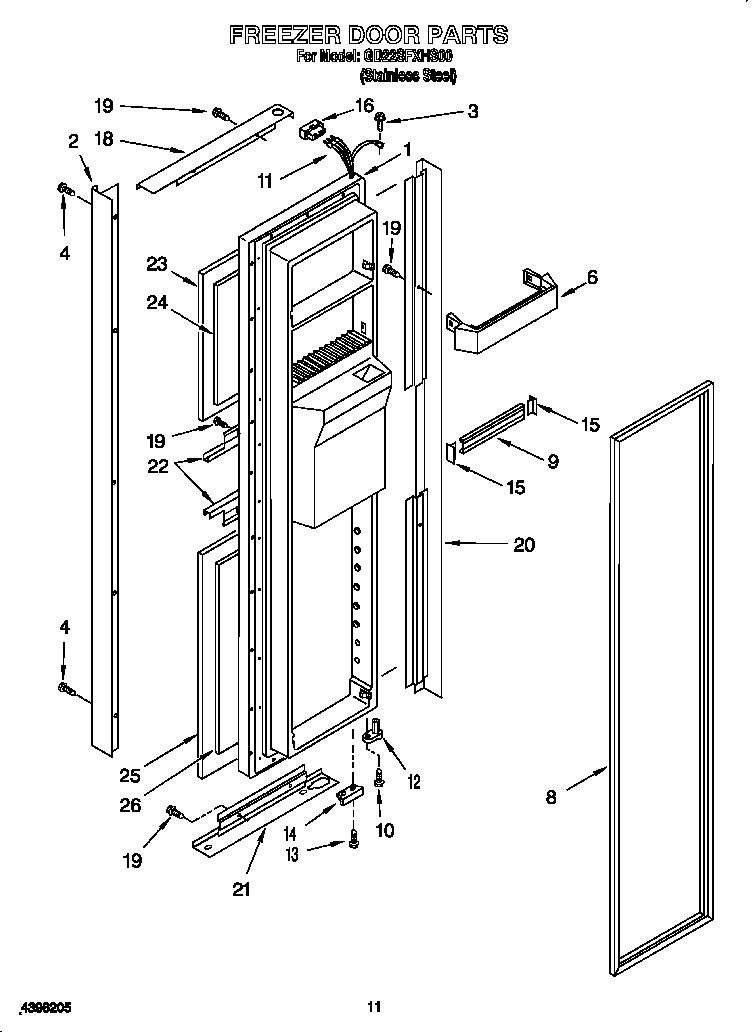 Whirlpool GD22SFXHS00 freezer door diagram