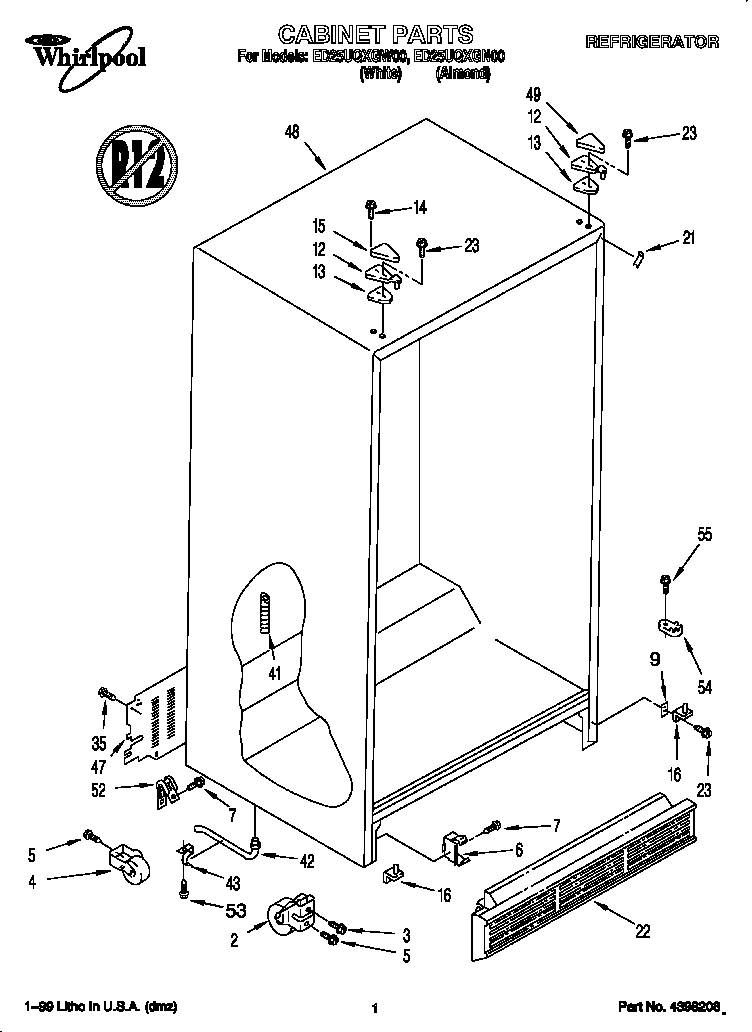 Whirlpool ED25UQXGW00 cabinet diagram