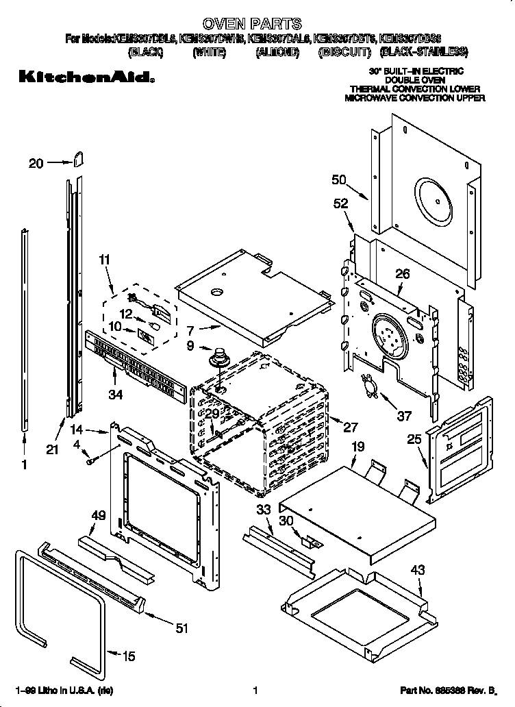 KitchenAid KEMS307DBL6 oven diagram