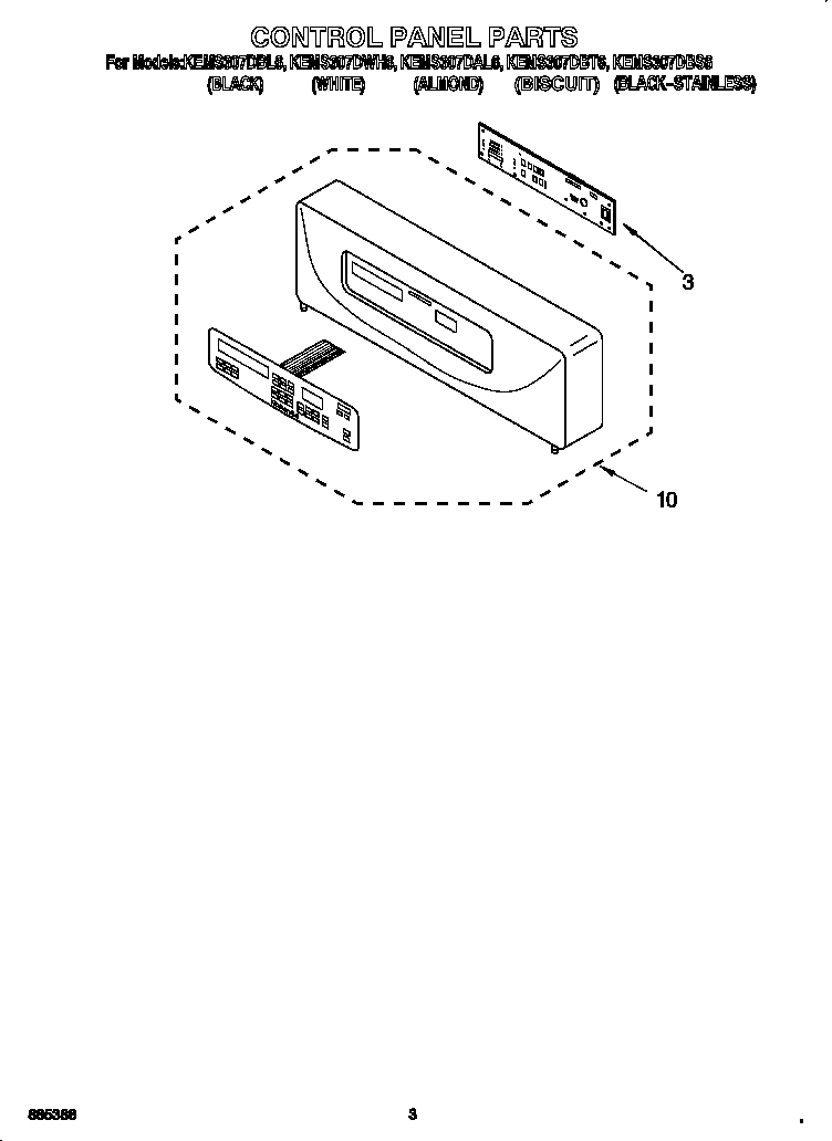 KitchenAid KEMS307DBL6 control panel diagram