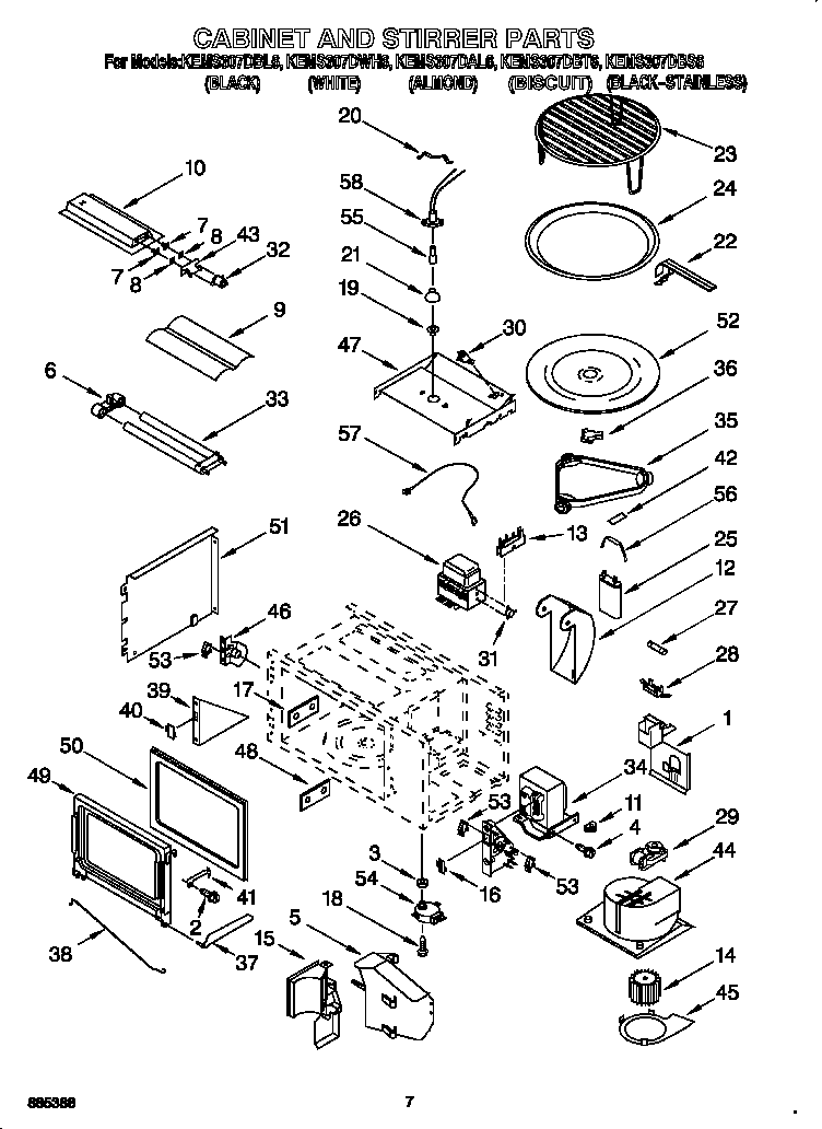 KitchenAid KEMS307DBL6 cabinet and stirrer diagram