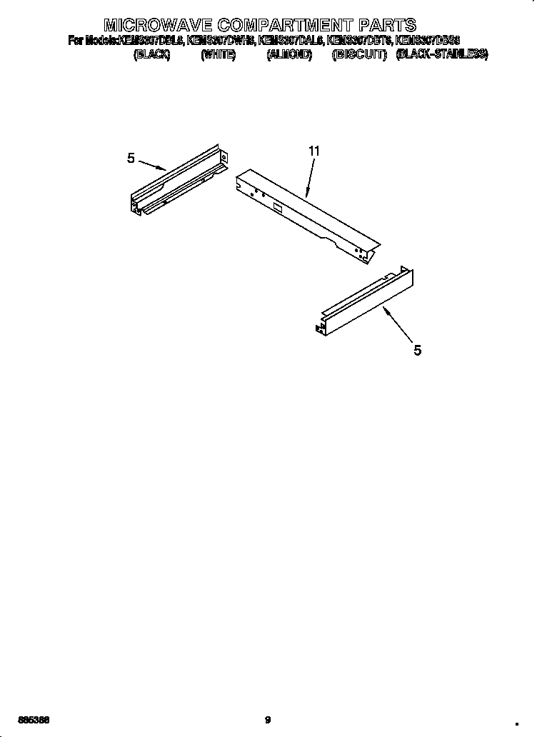 KitchenAid KEMS307DBL6 microwave compartment diagram
