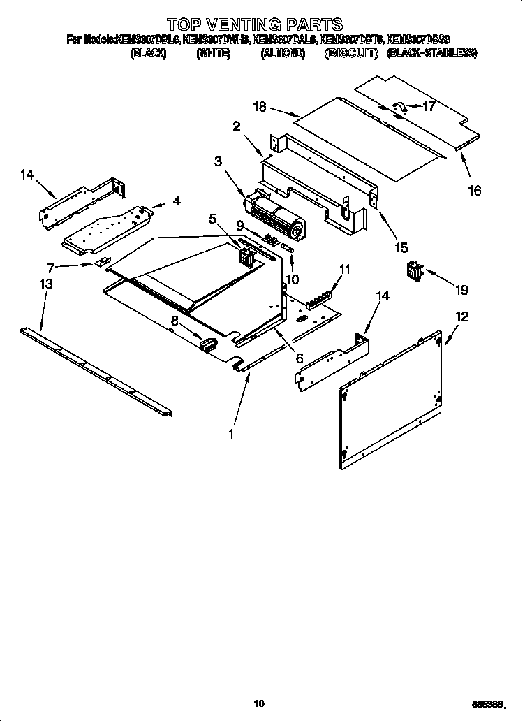 KitchenAid KEMS307DBL6 top venting diagram