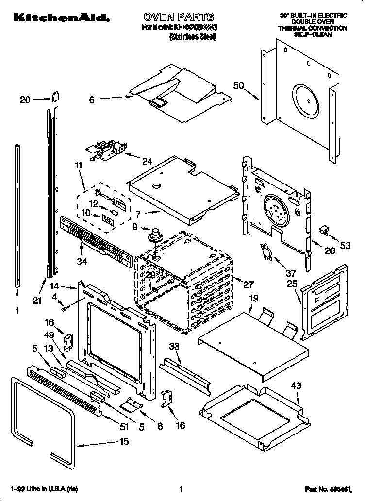 KitchenAid KEBS208DSS6 oven diagram