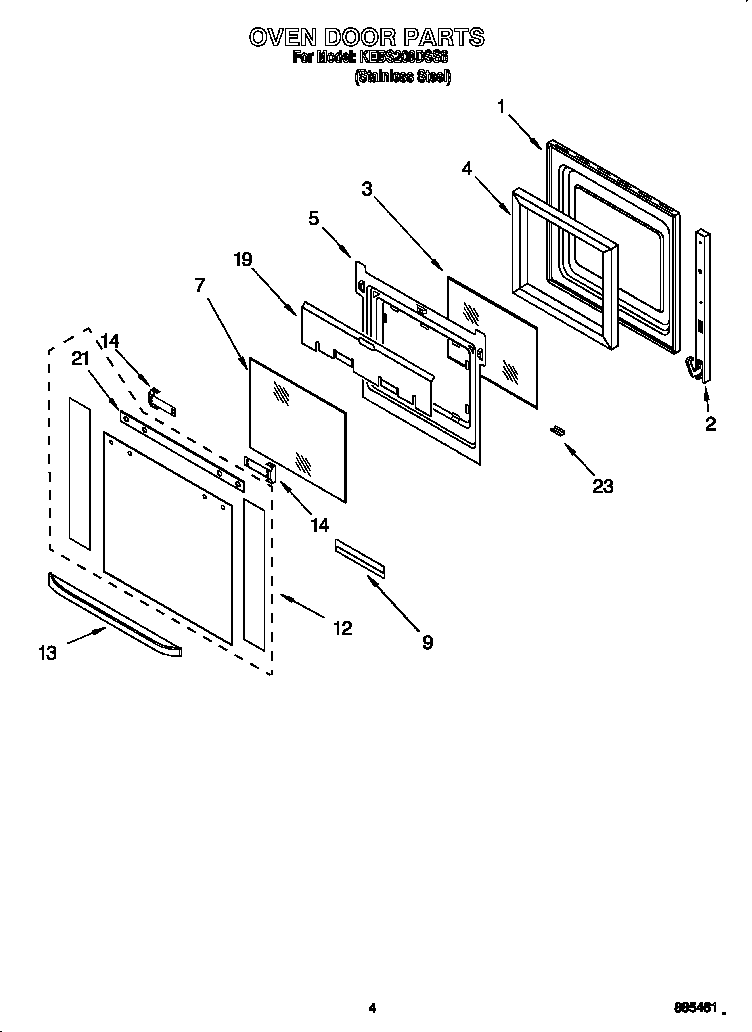 KitchenAid KEBS208DSS6 oven door diagram
