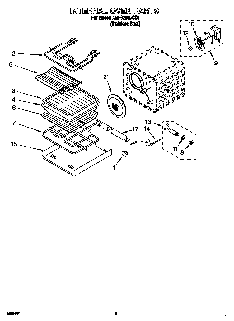 KitchenAid KEBS208DSS6 internal oven diagram