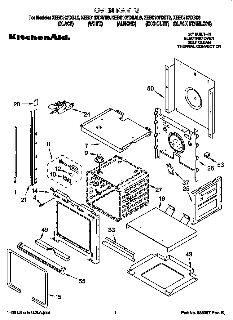 KitchenAid KEBS107DWH6 oven diagram