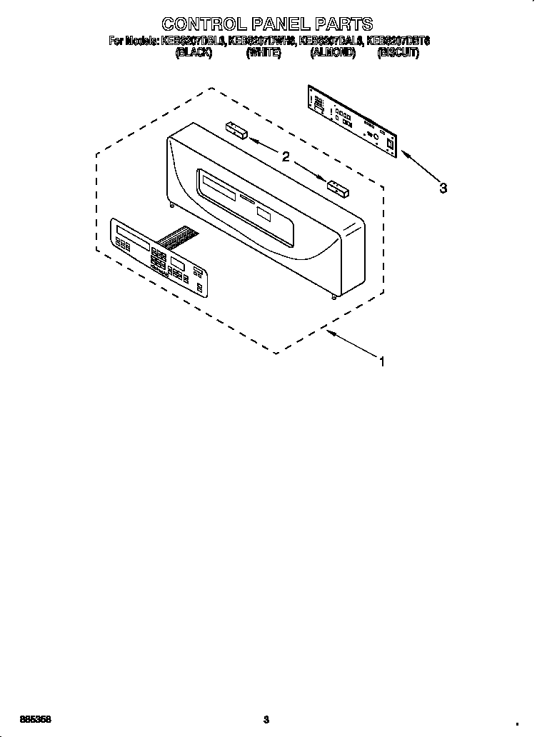 KitchenAid KEBS207DAL6 control panel diagram