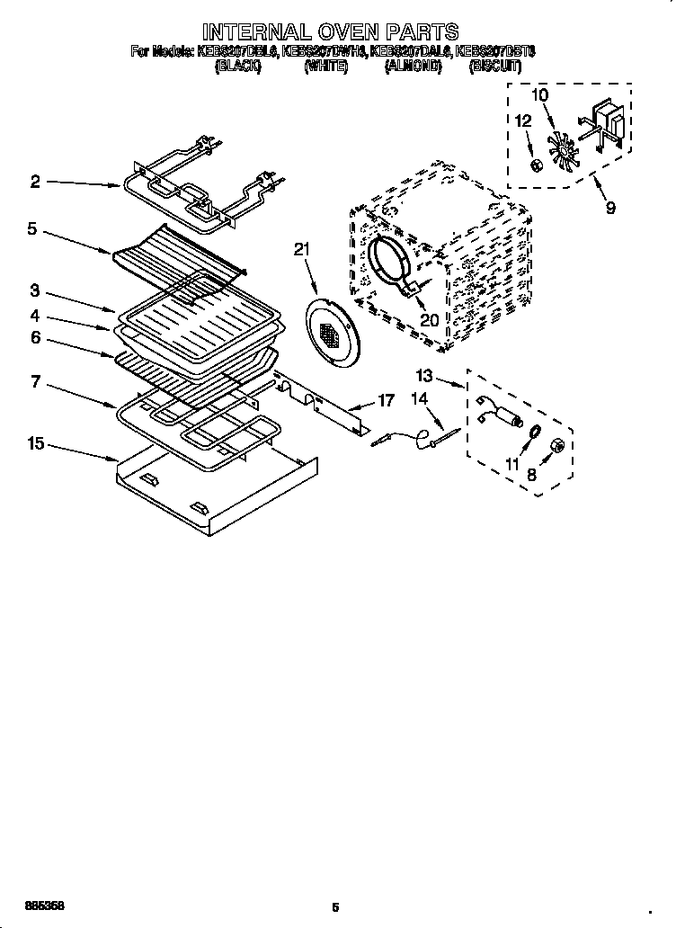 KitchenAid KEBS207DAL6 internal oven diagram