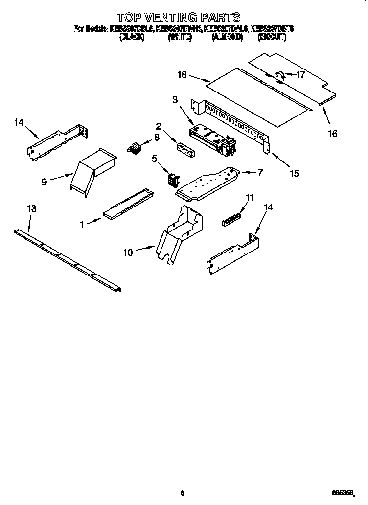 KitchenAid KEBS207DAL6 top venting diagram