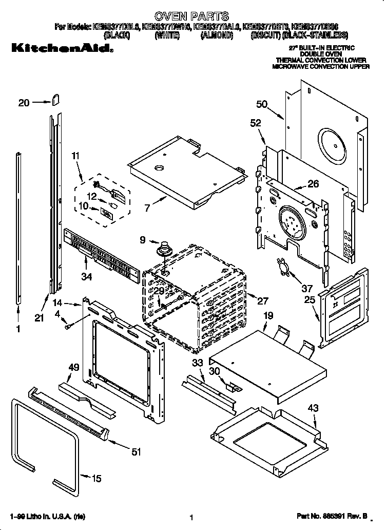 KitchenAid KEMS377DBT6 oven diagram