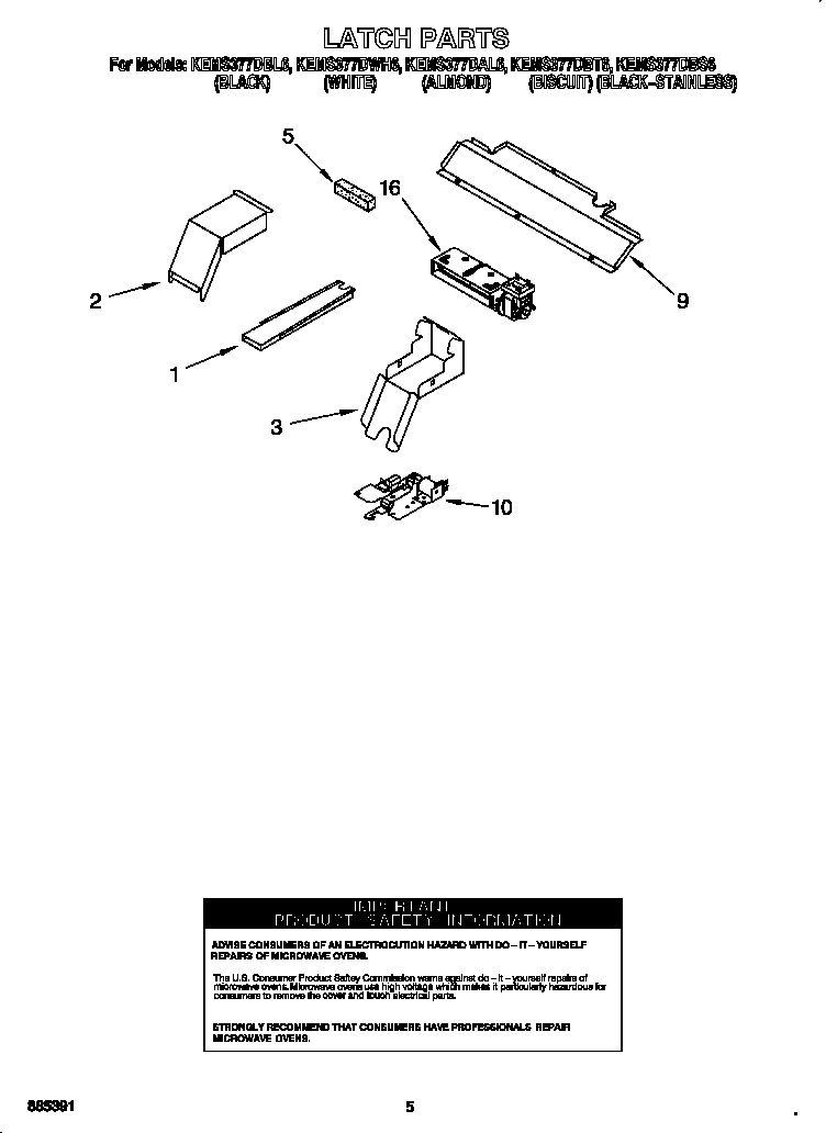 KitchenAid KEMS377DBT6 latch diagram