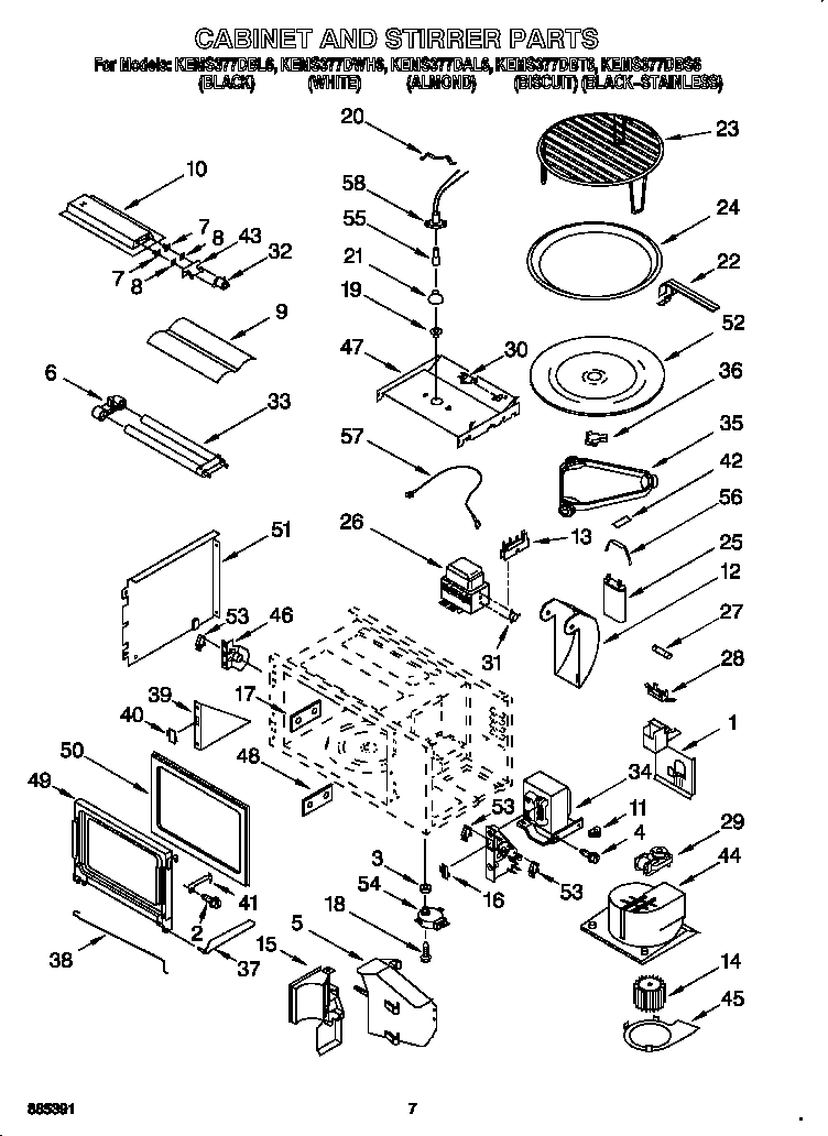 KitchenAid KEMS377DBT6 cabinet and stirrer diagram