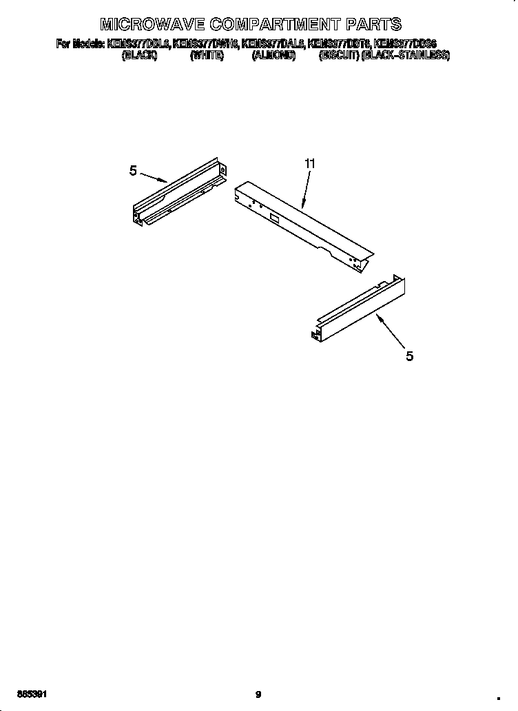 KitchenAid KEMS377DBT6 microwave compartment diagram