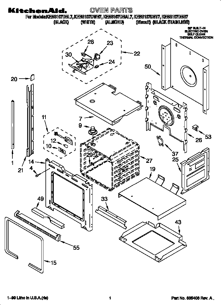 KitchenAid KEBS107DAL7 oven diagram