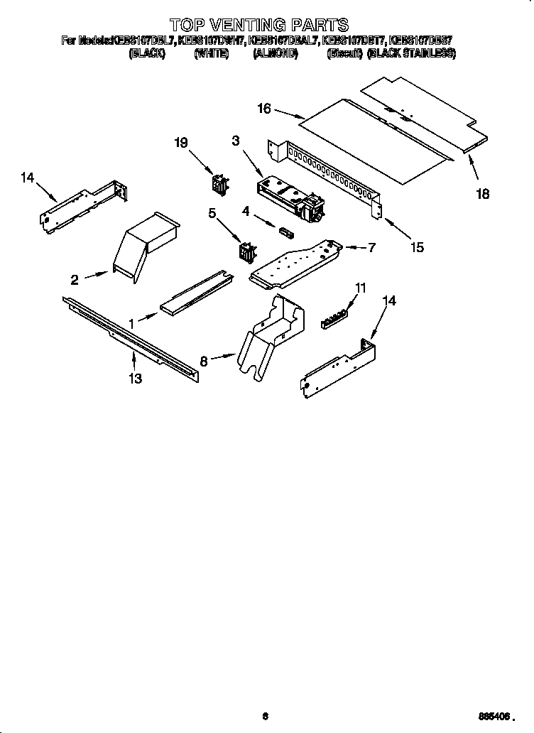 KitchenAid KEBS107DAL7 top venting diagram